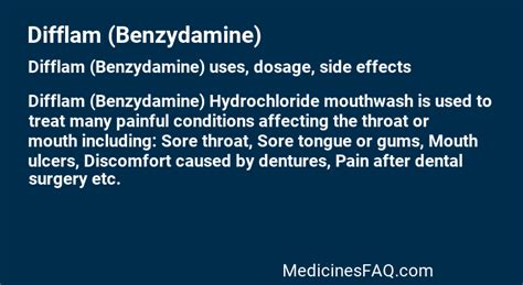 Benzydamine hydrochloride uses, dose and side effects.